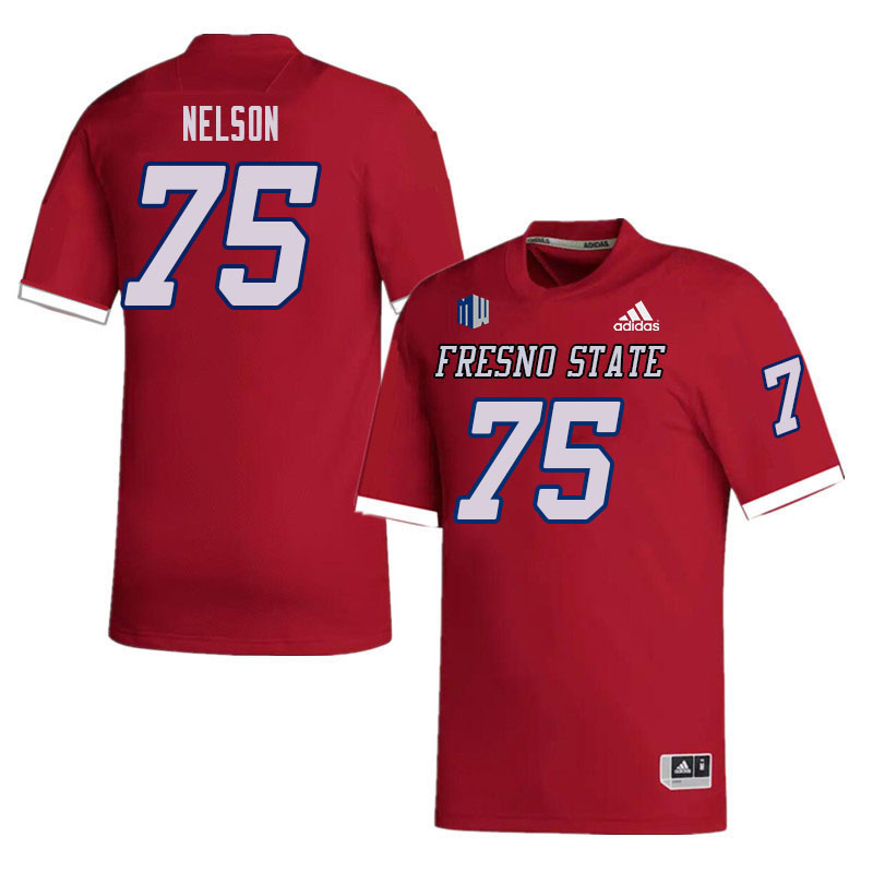 Men #75 Braylen Nelson Fresno State Bulldogs College Football Jerseys Sale-Red